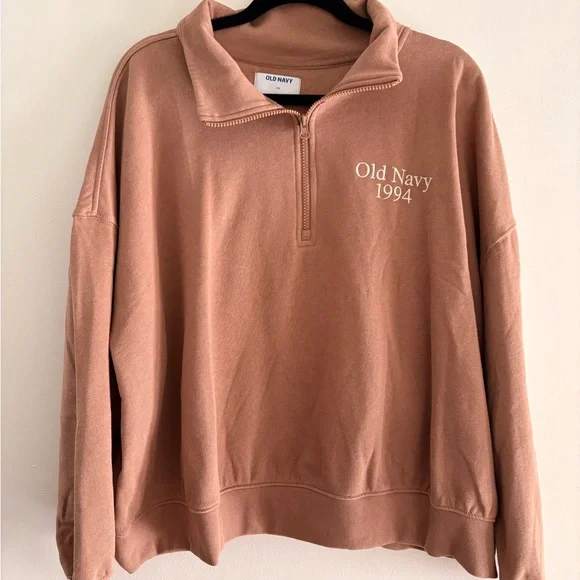 Old Navy 1994 Brown Half Zip Sweatshirt 3X Oversized Cozy Pullover - Picture 3 of 7